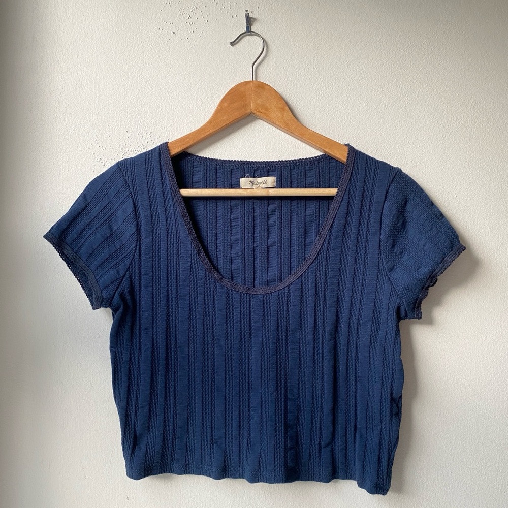 Madewell cropped cotton tee, navy, M